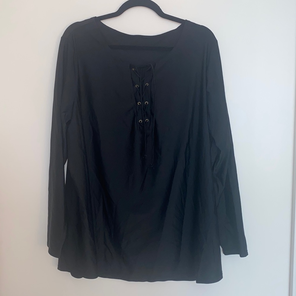 Plus Size Black Long Sleeve Rash Guard